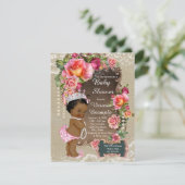 Invitation Ethnic Princess Burlap Lace Pearl Baby shower (Debout devant)