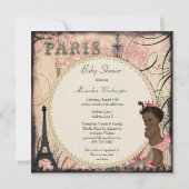 Invitation Ethnic Princess Paris Eiffel Baby shower Tour (Dos)