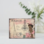 Invitation Ethnic Princess Paris Eiffel Baby shower Tour (Debout devant)