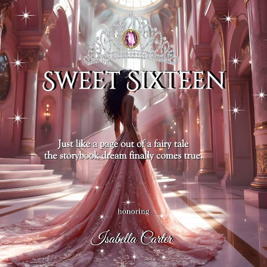 Invitation Ethnic Princess Sweet 16 Anniversaire de fête rose