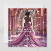 Invitation Ethnic Princess Sweet 16 Anniversaire rose violet (Devant)