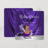 Invitation Ethnic Purple Ballerina High Heel Shoe Baby shower (Devant / Derrière)