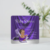 Invitation Ethnic Purple Ballerina High Heel Shoe Baby shower (Debout devant)