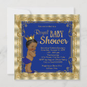 Invitation Ethnic Royal Blue Gold Royal Prince Baby shower (Dos)