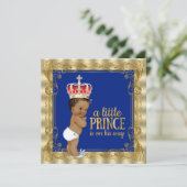 Invitation Ethnic Royal Blue Gold Royal Prince Baby shower (Debout devant)