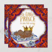 Invitation Ethnic Royal Prince Red Blue and Gold Baby shower (Devant / Derrière)