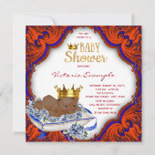 Invitation Ethnic Royal Prince Red Blue and Gold Baby shower (Dos)