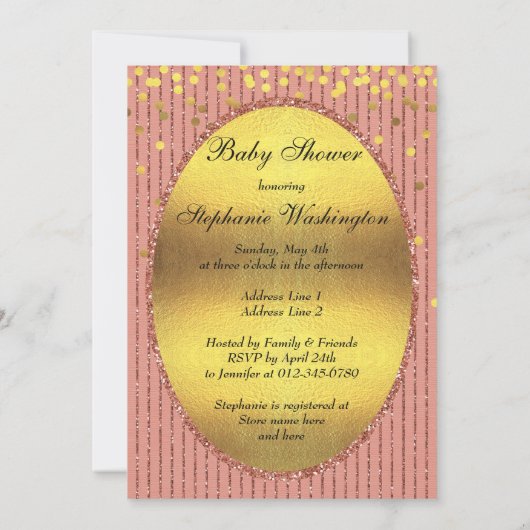 Invitation Ethnic Tutu Cute Faux Gold Foil Parties scintillan (Dos)