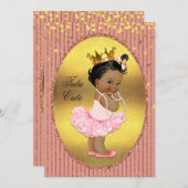 Invitation Ethnic Tutu Cute Faux Gold Foil Parties scintillan (Devant / Derrière)