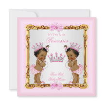 Ethnic Twin Girls Princess Baby shower Gold Rose