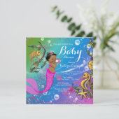 Invitation Ethnic Under the Sea Mermaid Baby shower (Debout devant)