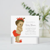 Invitation Ethnique Baby Girl Douche Rouge (Debout devant)