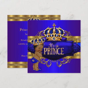 Invitation Ethnique pour Baby Shower Royal Bleu et