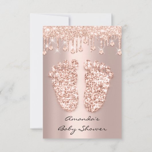 Invitation Étincelle Crystals Drives Rose Gold Baby shower Pi (Dos)