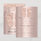 Invitation Étincelle Crystals Drives Rose Gold Baby shower Pi (Devant / Derrière)