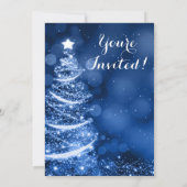 Invitation Étincelle de Noël en argent et bleu (Dos)