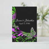 Invitation Étincelle de papillon noir vert (Debout devant)