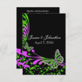 Invitation Étincelle de papillon noir vert (Devant / Derrière)