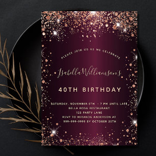 Invitation Étincelle d'or rose