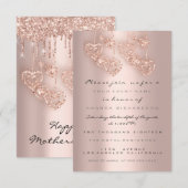 Invitation Étincelle Parties scintillant Coeurs Roses Fête d (Devant / Derrière)