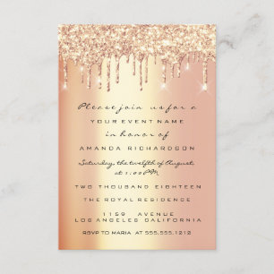 Invitation Étincelle Parties scintillant Drips Coral Gold Bri
