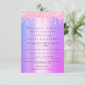 Invitation Étincelle Parties scintillant gouttes rose douce 1 (Debout devant)