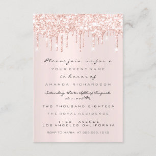 Invitation Étincelle Parties scintillant gouttes Rose rose nu