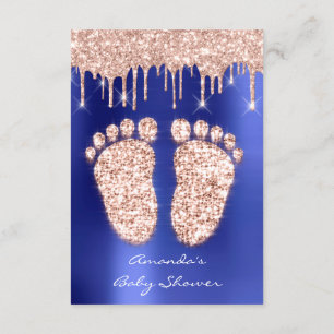 Invitation Étincelle Rose Royal Blue Baby shower pieds