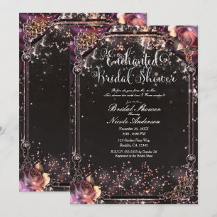 Invitation Étincelle Sombre Pailletée Glamour Lumière Mariage