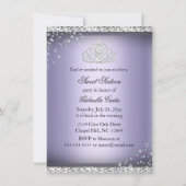 Invitation Étincelle Tiara & talons Purple Sweet 16 Invitatio (Dos)