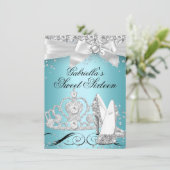 Invitation Étincelle Tiara Talons Turquoise doux 16 (Debout devant)