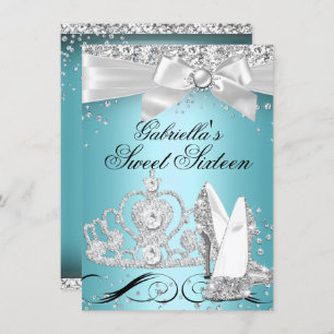 Invitation Étincelle Tiara Talons Turquoise doux 16