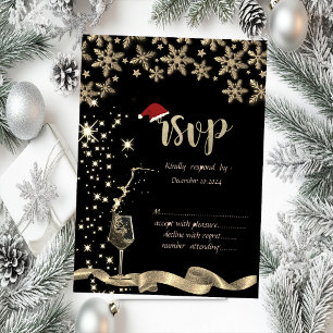 Invitation Étincelle, Verre, Flocs de neige Noël RSVP