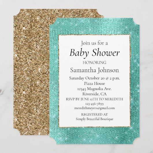 Invitation Étincelle verte à la menthe (Devant / Derrière)