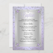 Invitation Étincelle Violette Bijou Baptême (Devant)