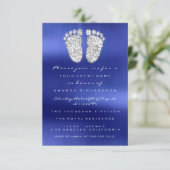 Invitation Étincelles Argent Royal Blue Baby shower Pieds (Debout devant)