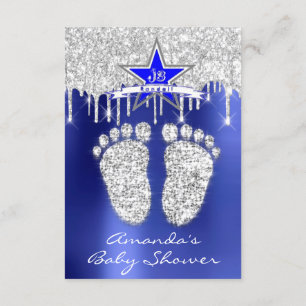 Invitation Étincelles Argent Royal Blue Baby shower Pieds