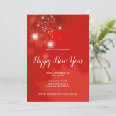 Invitation Étincelles Blanches Et Boules De Noël Rouges (Debout devant)
