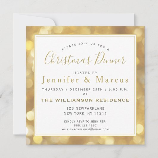 Invitation Étincelles dorées - Noël (Devant)