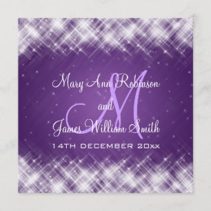 Invitation Étincelles fascinantes de mariage élégant pourpres