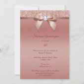 Invitation Étincelles & Glamor, Rose Gold Birthday Party (Dos)