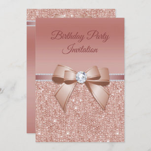 Invitation Étincelles & Glamor, Rose Gold Birthday Party