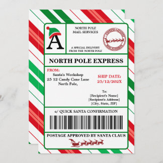 Invitation Etiqueta de envío de Papá Noel personalizable