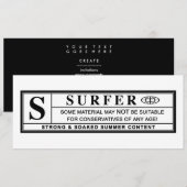 Invitation étiquette d'avertissement de surfer (Devant / Derrière)
