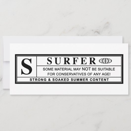 Invitation étiquette d'avertissement de surfer (Devant)