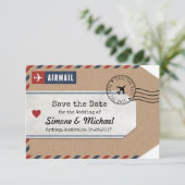 Invitation Étiquette de bagage Australia Airmail Save Date av (Debout devant)