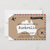 Invitation Étiquette de bagage Australia Airmail Save Date av (Dos)