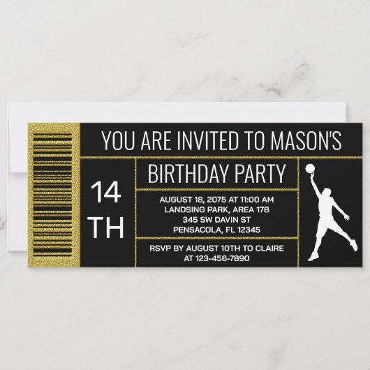 Invitation Étiquette de boîte de chaussure de basket-ball pou (Devant)