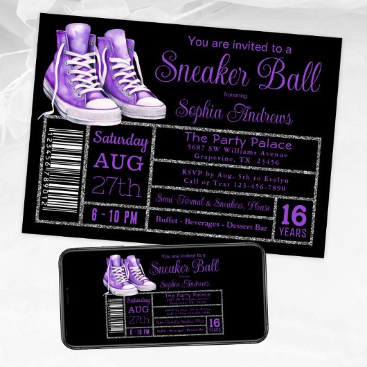 Invitation Étiquette de chaussure pour fête d'anniversaire à