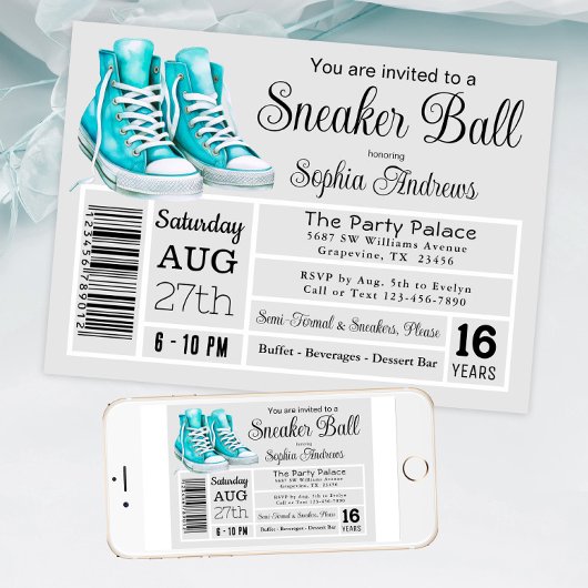 Invitation Étiquette de chaussure pour fête d'anniversaire Te